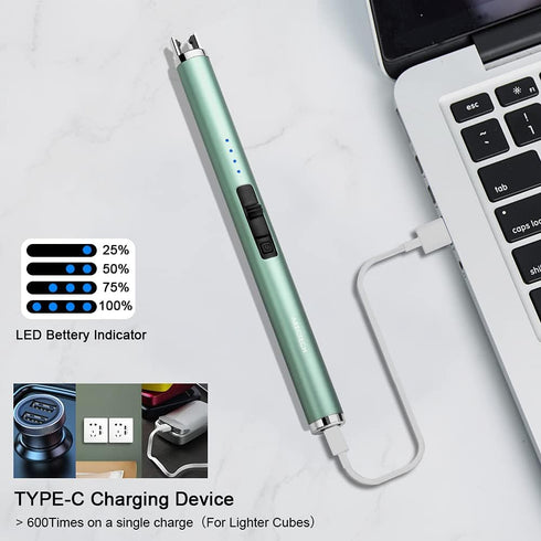 ARECTECH Rechargeable Electric Candle Lighter Arc Plasma Windproof Lighter for Candle Kitchen Birthday Gift for Mom Men Wife with Type-C Cable Gre...
