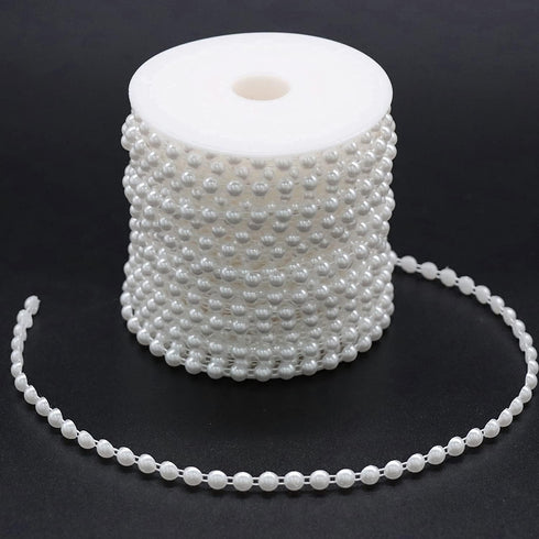 Jerler Pearl Trim Garland Artificial Pearl Bead Chain Trim Strands Roll, Ideal for DIY Crafts, Christmas, Wedding, Bouquet and Party Decoration (W...