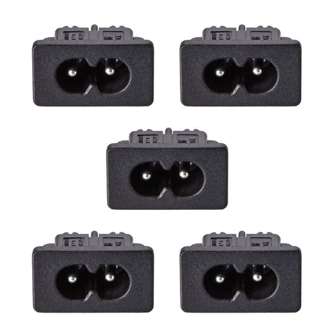 uxcell C8 Panel Mount Plug Adapter, 250V AC 2.5A 2 Pins IEC Inlet Module Plug Power Connector Socket Straight 5pcs...