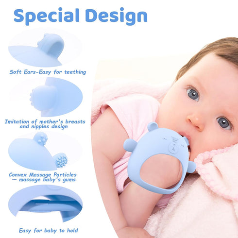 Baby Teething Toys, 3 PCS Teethers Set for 0-6, 3-6 Months & 6-12 Months, Baby Essentials, Infant Toys, Baby Chew Toys Set Food Grade Silicone, Be...