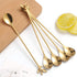 Long Handle Iced Tea Spoons Set of 6, Comicfs 7.6" Ice Cream Spoon, Creative Gold Leaf Cocktail Stirring Spoons, Premium Food Grade Stainless Stee...