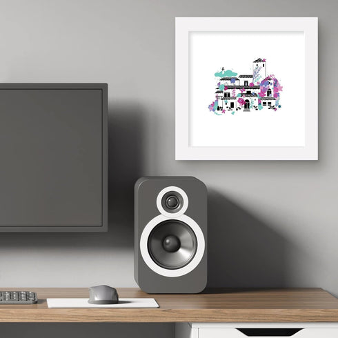 Trends International Gallery Pops Disney Encanto - Painted Paradise Encanto House Wall Art Wall Poster, 12" x 12", White Framed Version...