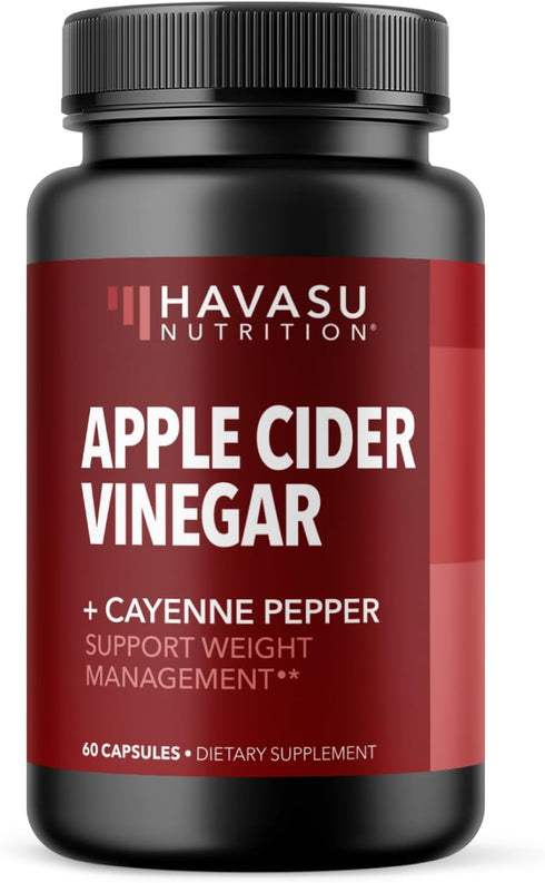HAVASU NUTRITION Apple Cider Vinegar Capsules with 500mg Apple Cider Vinegar and 20mg Cayenne Pepper - Bloating Relief and Appetite Suppressant; N...