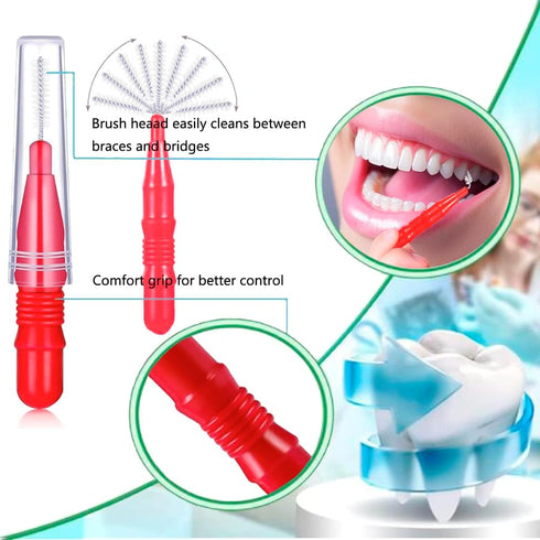 50 Pcs Interdental Brushes 4 Sizes, Dental Soft Toothpicks Braces Brushes Go Between Teeth Gum?Oral Hygiene Slim Brushes Cleaning Tool...
