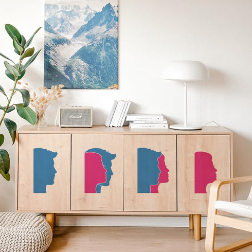 FINGERINSPIRE 2 Pcs Man and Woman Faces Painting Stencil 8.3x11.7inch Reusable Boy Girl Pattern Drawing Template DIY Human Silhouette Deoration St...