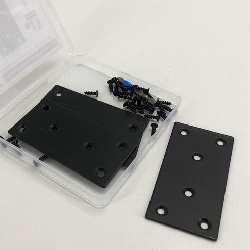 4 Pack Black Flat Mending Plate,Six-Hole Metal Bracket, Straight Steel Brace 3.94 x 1.97'', Fixing Joining Plate for Wood with 24PCS Screws, 1x Sc...