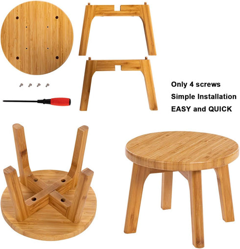 GOBAM Bamboo Step Stool, 7.3 inches - Sturdy Foot Stool for Adults and Kids, Portable Wooden Stool for Kitchen, Bathroom, Bedroom, or Toy Room - 3...