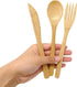 Honbay 3PCS Japanese Style Creative Eco-friendly Bamboo Flatware Set Reusable Utensils with a Retro Pouch -Spoon, Fork, Knife...