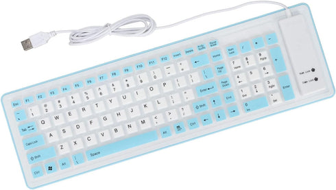 EBTOOLS Foldable Silicone Keyboard, 103 Keys Silent USB Wired Silicon Foldable Roll up Keyboard, Waterproof Mute Fadeless Rollable Keyboard for PC...