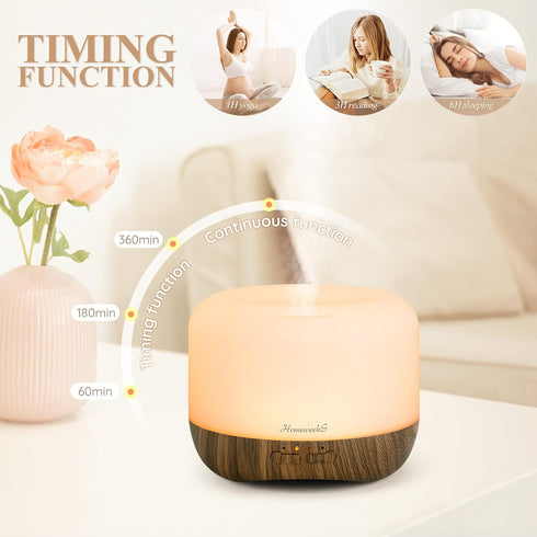 Aromatherapy Essential Oil Diffuser for Room: Air Humidifier Aroma Scent Cool Mist Diffuser Colorful Lights Wood Cute Small Large Waterless Auto O...