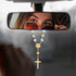 Cobee Car Rosary, 2-Piece Cross Auto Rosary, Rear View Mirror Pendant, Car Hanging Accessories, Interior Decor for Women & Men (Blue Gold)...