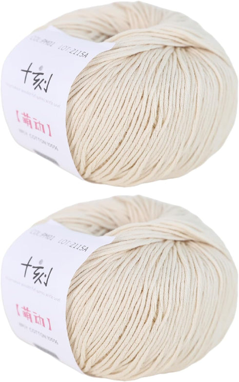 Fine Weight Knitted and Crocheted Cotton Yarn, 100% Long Staple Cotton Yarn, Baby Sports, 2 Packages of 100g/3.52oz (Per Skein 50g/162yards) - Apr...