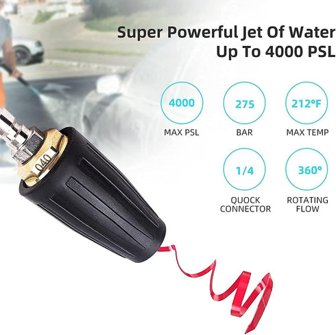 4000PSI Pressure Washer Turbo Nozzle Tool 1/4'' Quick 360°Rotating Spray Turbo Nozzle Kit...
