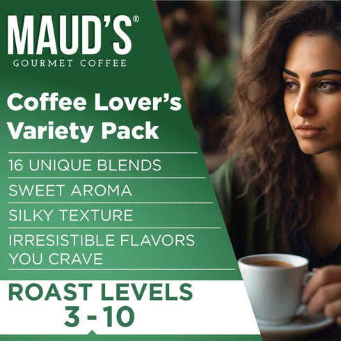 Maud's Coffee Lovers Variety Pack Coffee Pods, 40 ct, 16 Assorted Flavors in Recyclable Single Serve Pods – 100% Arabica Beans, Compatible with Ke...