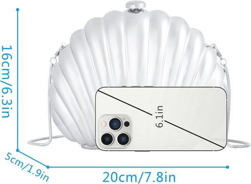 Women Evening Bag Acrylic Clutch Purse Shell Shape Shoulder Cross-body Bag Chain Box Bag...