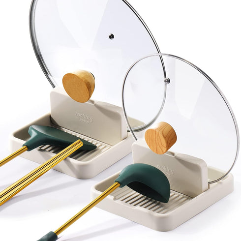AIERSA Spoon Rest with Lid Holder for Stove Top (2 Pack) Spatula Ladle Pot Lid Utensil Rest for Countertop,Kitchen Gadgets Accessories for Cooking...