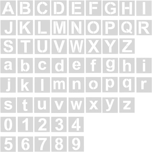 AIEX 62pcs Letter Number Stencils, 2 Inch Washable Reusable Plastic Letter Number Template Letters Craft Stencils for Art Drawing, Craft DIY Writi...