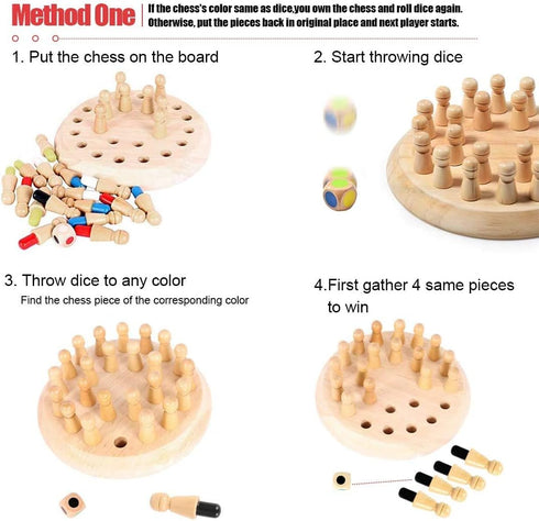 Wooden Memory Chess Matching Game: Family Board Games for Kids and Adults, Montessori Preschool Learning Educational Toy for Toddler 3 4 5 6 7 8+ ...
