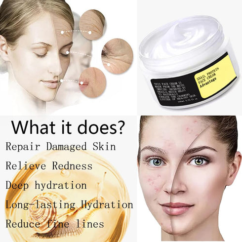 Advanced Snail Mucin 92% Cream, Snail Cream Collagen Cream Moisturizing, Anti Age Firming Face Cream, Snail Mucin Repair Cream for All Skin Women ...
