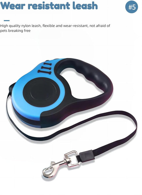 Durable Heavy Duty Nylon Telescopic Dog Rope Automatic Retractable Leash with Non-Slip Handle Walking Pet Leash Accessories, Large, blue...