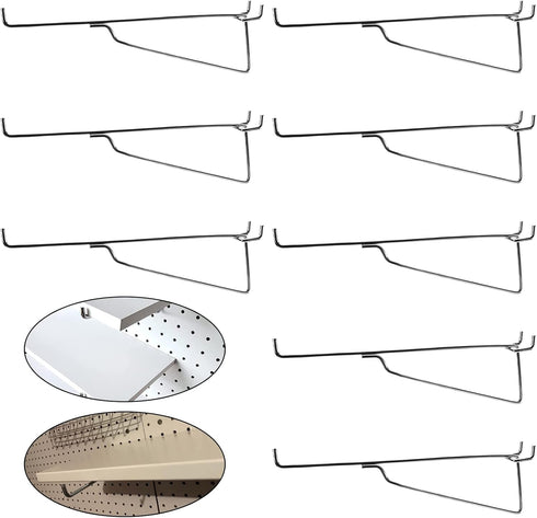 NORJIN 8 Pcs 8 Inch Metal Pegboard Hooks, Shelf Peghooks Peg Hooks Pegboard Accessories for Workbench, Kitchen, Garage, Retail Shop, Office and Ki...