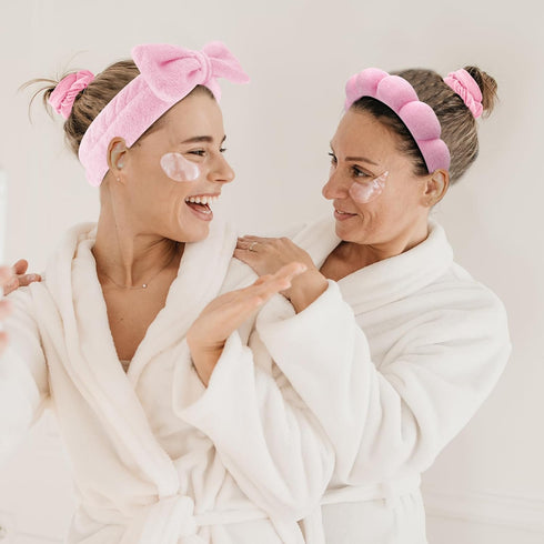 Skincare Spa Headband, Skincare Sponge Headbands for Washing Face, Puffy Make up Headbands with Fluffy Wristbands Set for Women Girls, Soft Terry ...