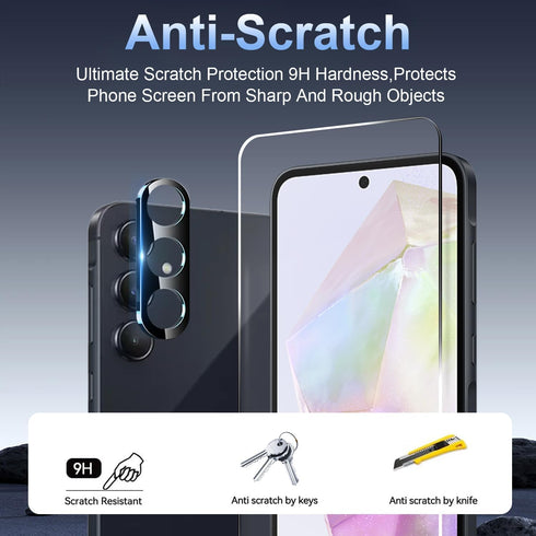 T Tersely ?3+2 Pack 3 Pack Screen Protector for Samsung Galaxy A35 5G with 2 Pack Camera Lens Protector, Tempered Glass Film, 9H Hardness, Shatter...