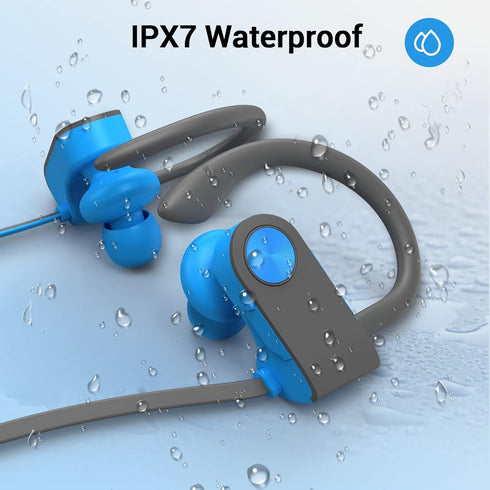 Bluetooth Headphones, IPX7 Waterproof Sweatproof & 12Hrs Long Battery, Wireless Earbuds in-Ear with Mic & Soft Earhooks for Running Fitness Workou...
