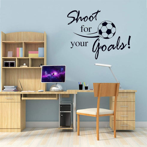 Soccer Stickers, “Shoot for Your Goals” Wall Art Soccer Ball Stickers Decals for Kids Room, Football Vinyl Sticker for Boys Bedroom Playroom Livin...