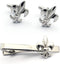 Fleur De Lis Cufflink and Tie Bar/Clip Set (Silver)...