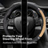Bling Leather Steering Wheel Cover,15 Inch Soft Leather Car Wheel Cover with Colorful Crystal Diamond,Universal Non-Slip Auto Elastic Steering Whe...
