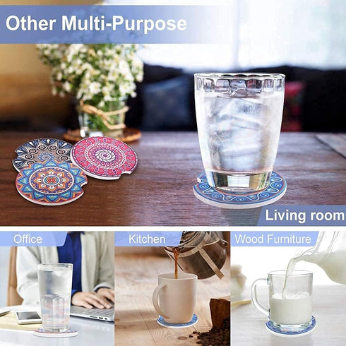Car Coasters for Drinks Absorbent, 10 Pack 2.56in Car Coasters Absorbent Ceramic with A Finger Notch for Easy Removal, Car Cup Holder Coaster for ...