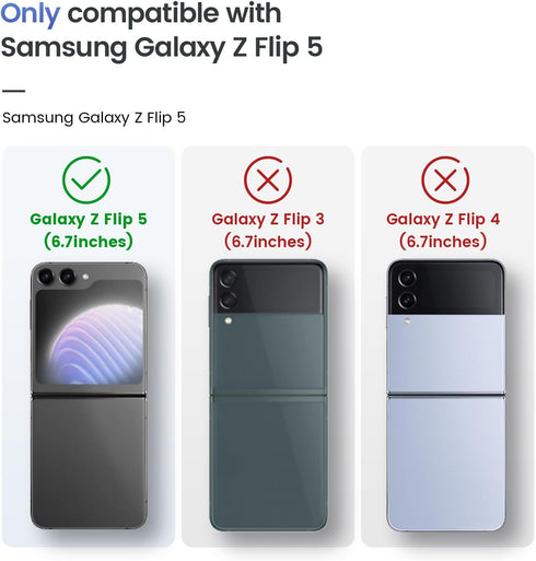 Maxdara for Z Flip 5 Case, Samsung Galaxy Z Flip 5 Case with Hinge Protection & Built-in Front Screen Protector Support Wireless Charging Hard PC ...