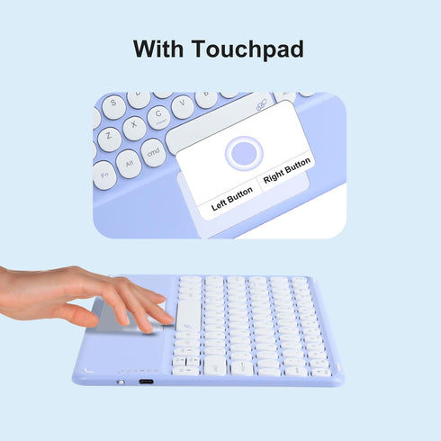 Wireless Keyboard with Touchpad,Ultra-Slim Portable Rechargeable Bluetooth Keyboard,Ipad Keyboard with Trackpad for OS Android Windows Devices(Pur...