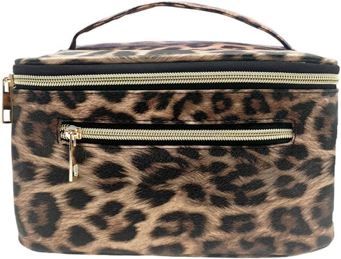 FITINI Makeup Bag Portable Cosmetic Bags,Large Travel Make-up Organize PU Leather Toiletry Bag for Women Purse With Handle Zipper Cosmetic Brush P...