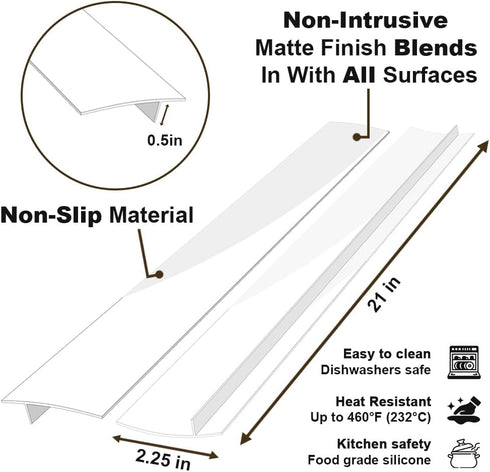 Silicone Kitchen Stove Counter Gap Covers, Heat Resistant Kitchen Counter Gap Non-Tacky Filler Seals Spills Between Counter, Stovetop, Oven, Washe...