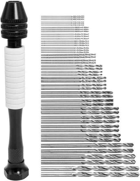 Pin Vise Hand Drill with 48Pcs Micro Twist Drill Bits Set (0.5-3.0mm) HSS Mini Rotary Tool for Resin Casting Molds Plastic Wood Keychain Pendant J...