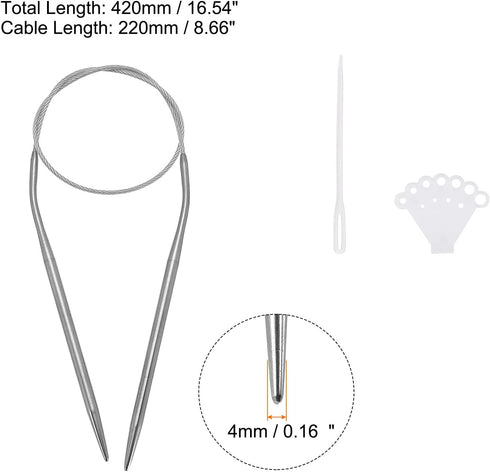 uxcell Circular Knitting Needles Kit, 16.54 Inches Length 4mm Dia Round Stainless Steel Sweater Needle for Handmade Projects DIY Knitting......
