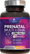 Women's Prenatal Multivitamin with Folic Acid + DHA, Prenatal Vitamin Supplement for Fetal Support w/ Folate, Omega 3, Vitamins D3, B6, B12 & Iron...