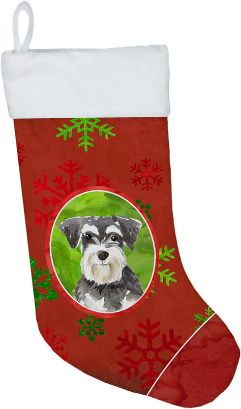Caroline's Treasures CK4016CS Christmas Snowflakes Schnauzer #2 Christmas Stocking Fireplace Hanging Stockings Christmas Season Party Decor Family...