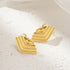 18k Gold Statement Earrings for Women Trendy, Chunky Gold Big Striped Vintage Earrings...