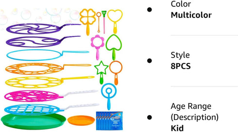 JOYIN Big Bubble Wands Set Bulk for Kids Summer Outdoor Activity Party Favors, 18 Pcs Giant Bubble Maker with Tray, 12" Large, 6 Pcs Bubble Soluti...
