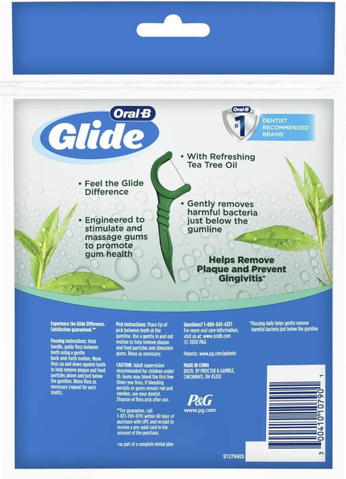 Oral-B Glide Detoxifying Mint Dental Floss Picks Infused with Tea Tree Oil, 75 Count (Pack of 4)...