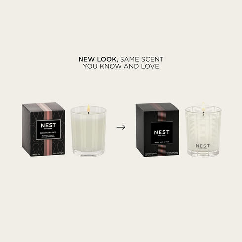 NEST New York Scented Votive Candle, Rose Noir & Oud - 2 oz - Up to 28-Hour Burn Time - Reusable Glass Vessel...