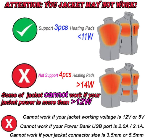 Heated Jacket Battery Step-Up Charger Cable for Heated Jackets, Heated Hoodies and Heated Vests (5v USB Transfer 8.4v 12W......