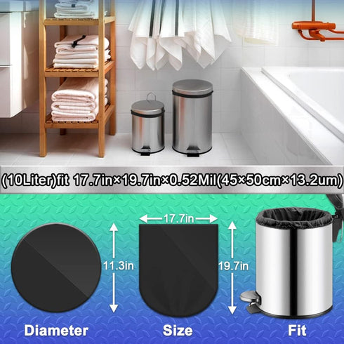 Small Bathroom Trash Bags AOSULI 3 Gallon/10 Liter Trash Can Bags,100 Counts Plastic Waste Basket Bags,Small Black Garbage Bags for Bathroom Can, ...
