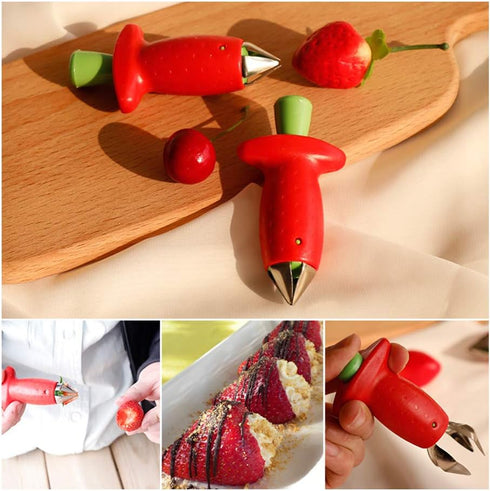 Strawberry Huller Stem Remover and Strawberry Slicer Set,Potatoes Pineapples Carrots Tomato Corer Slicer Cherry Pitter,Fruit Picker Stalks Tools,S...