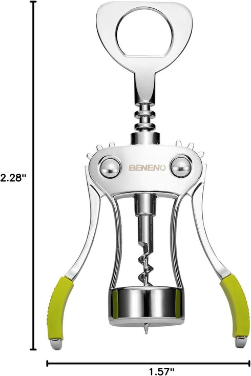 Beneno Wine Opener, Zinc Alloy Premium Wing Corkscrew with Multifunctional Bottles Opener, Sharp Wine Corkscrew with Ergonomic Non-Slip Wing Handl...