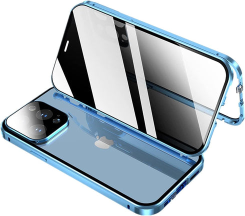 Anti-spy Screen iPhone13 Pro max case Metal Frame Lock + Magnetic adsorption Anti-Peeping 360 Full Body Double-Sided Glass case Camera Lens Protec...