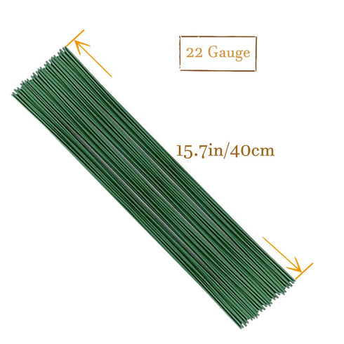 200 Pcs 22 Gauge Floral Stem Wire, 16 Inch Dark Green Floral Wire for Artificial Flower Arrangements, Bouquet Stem Wrapping, Wreath Making...